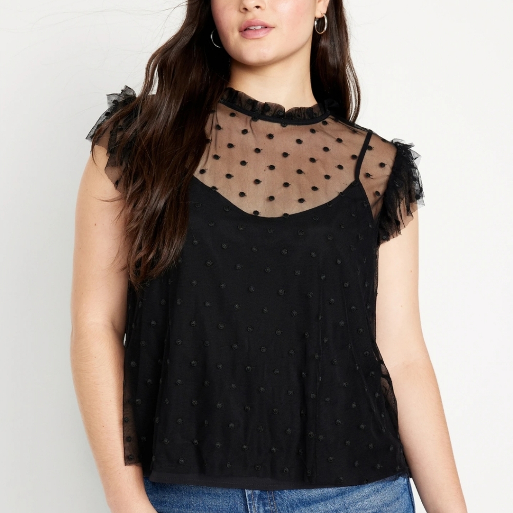 Old Navy Ruffle-Trim Sheer Top
